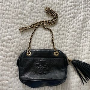 Tory Burch Black and Gold Leather Bag